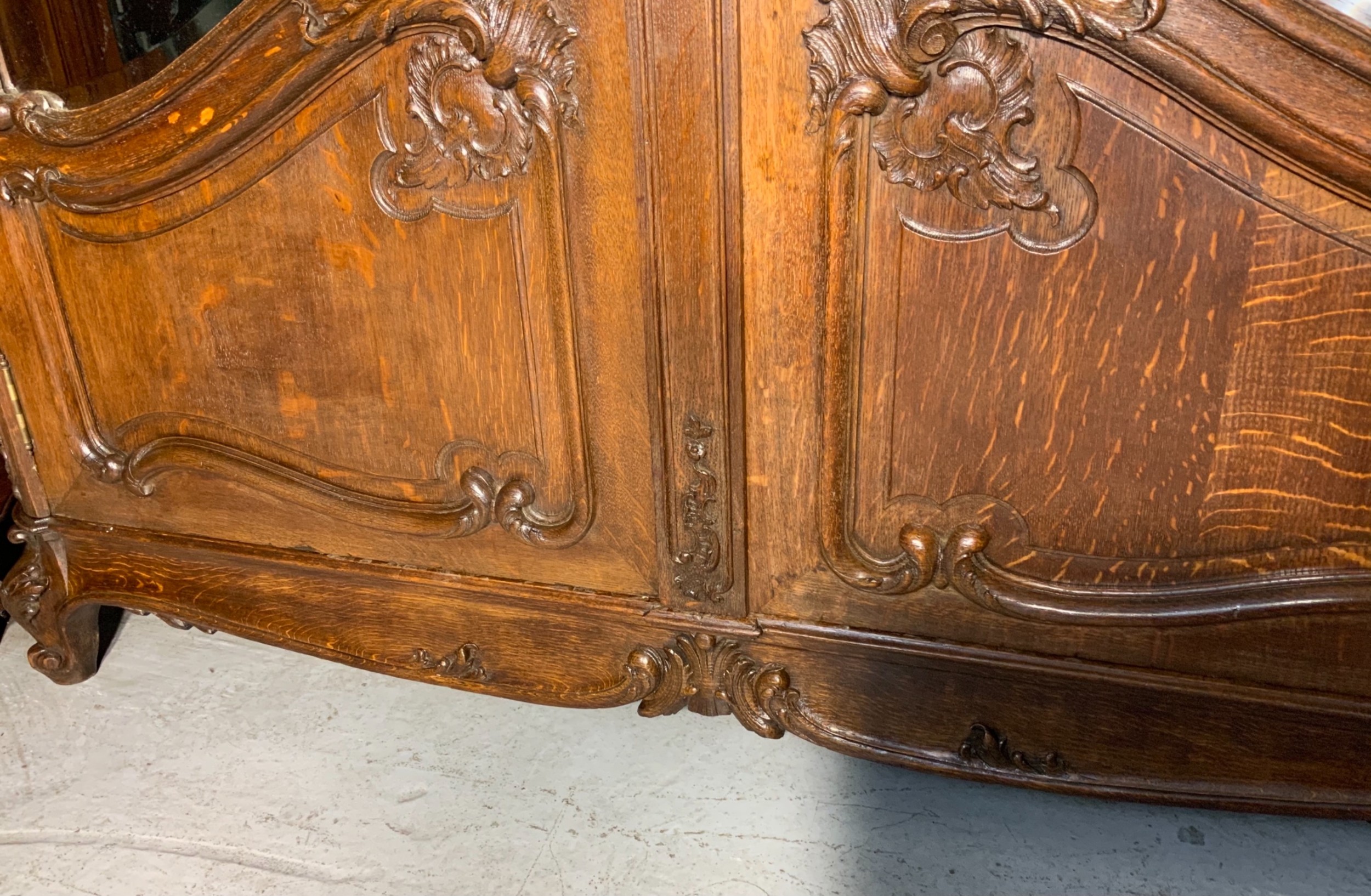 STUNNING PAIR OF FRENCH CARVED OAK ARMOIRES View VII