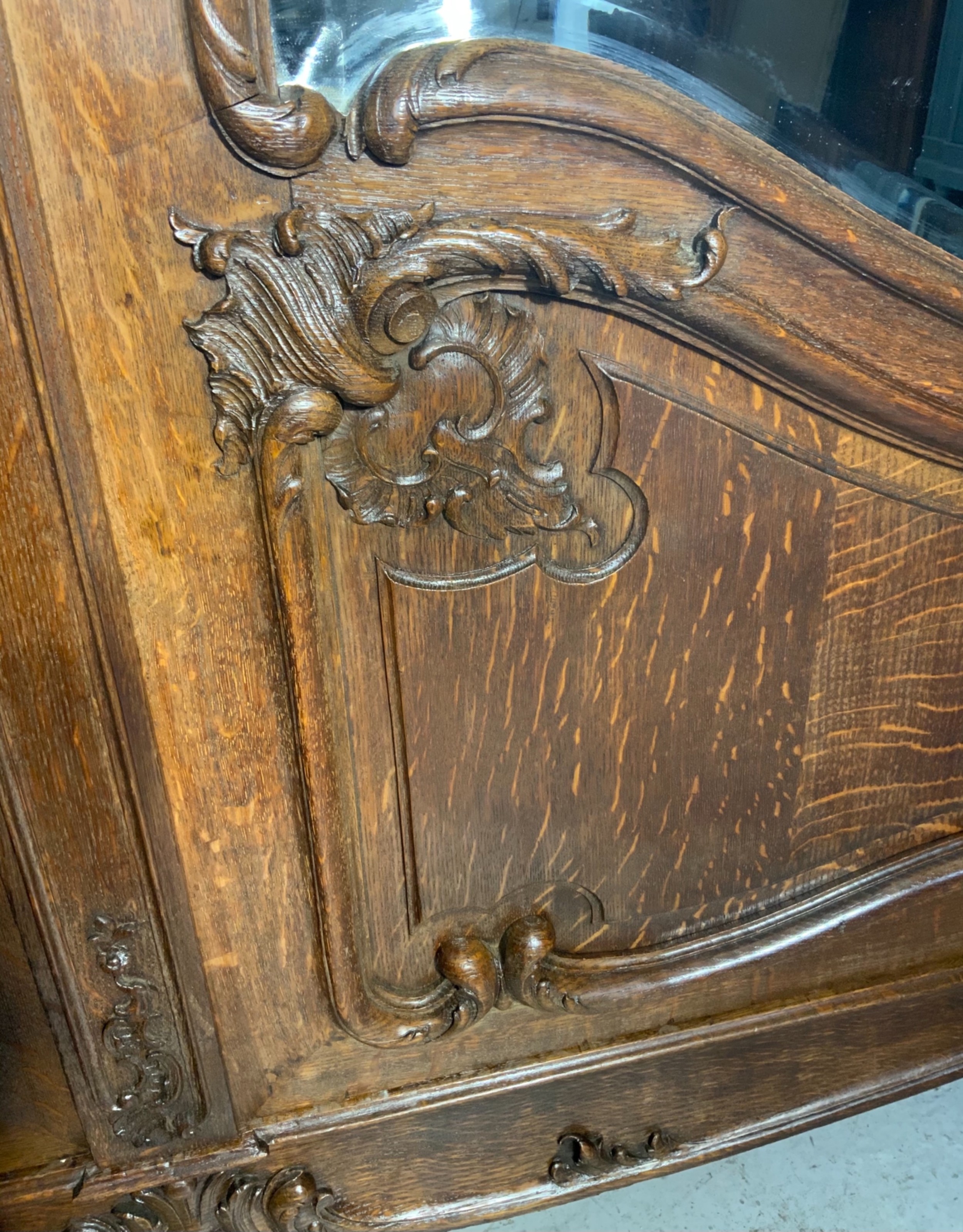 STUNNING PAIR OF FRENCH CARVED OAK ARMOIRES View VIII
