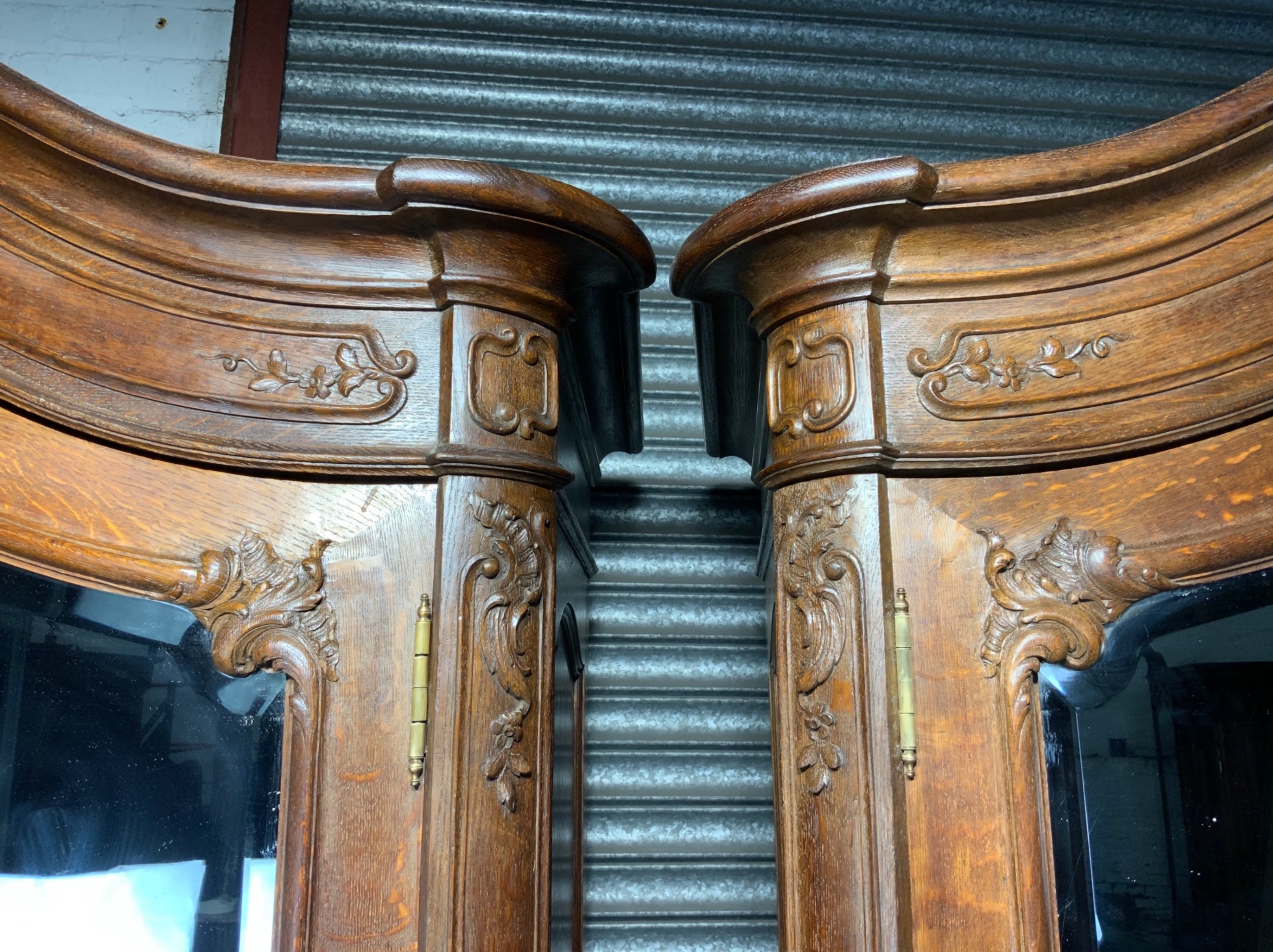 STUNNING PAIR OF FRENCH CARVED OAK ARMOIRES View IX