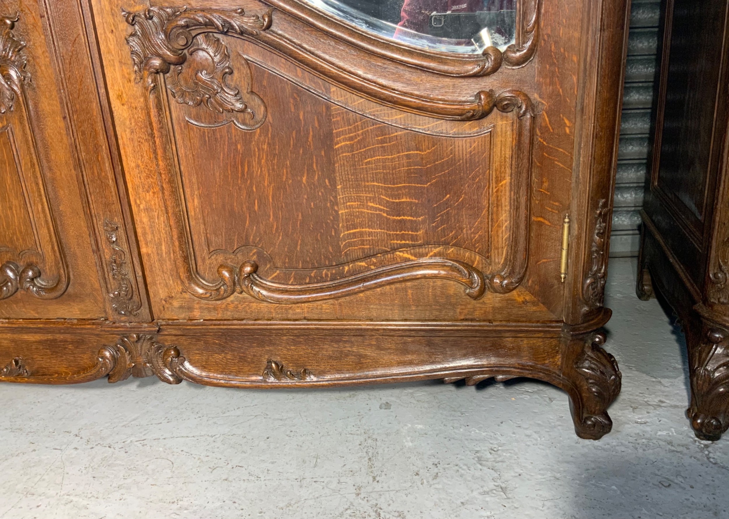 STUNNING PAIR OF FRENCH CARVED OAK ARMOIRES View XI