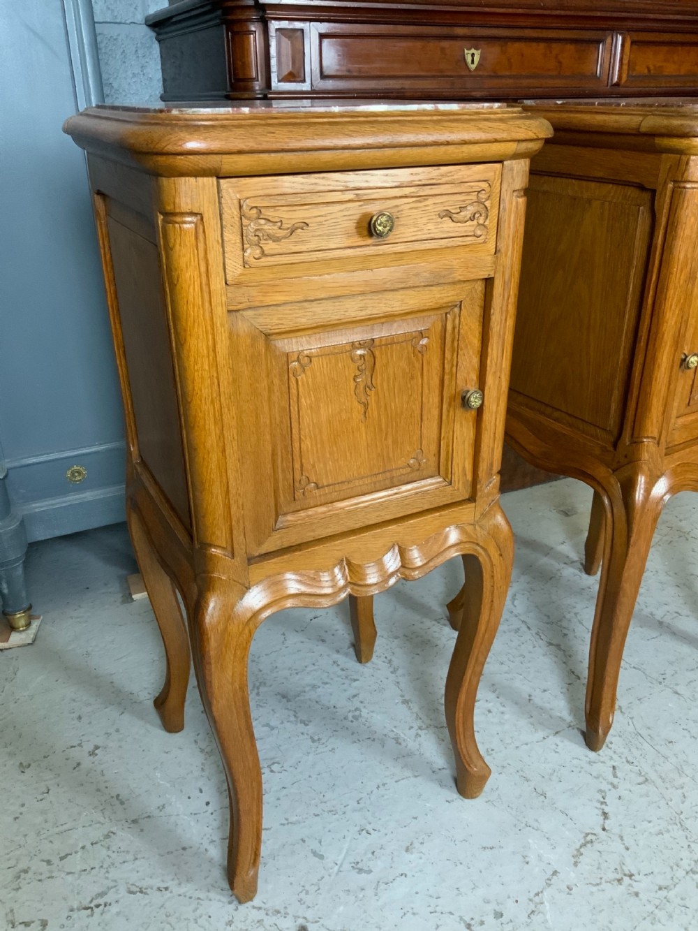 PAIR OF FRENCH OAK BEDSIDE CABINETS  View II