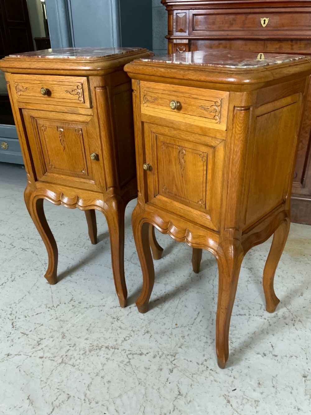 PAIR OF FRENCH OAK BEDSIDE CABINETS  View V