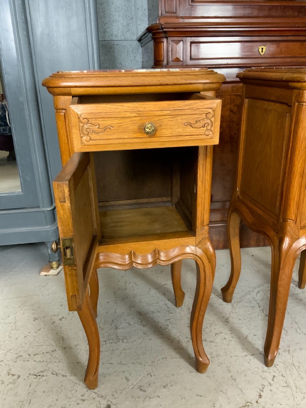 PAIR OF FRENCH OAK BEDSIDE CABINETS  View VIII