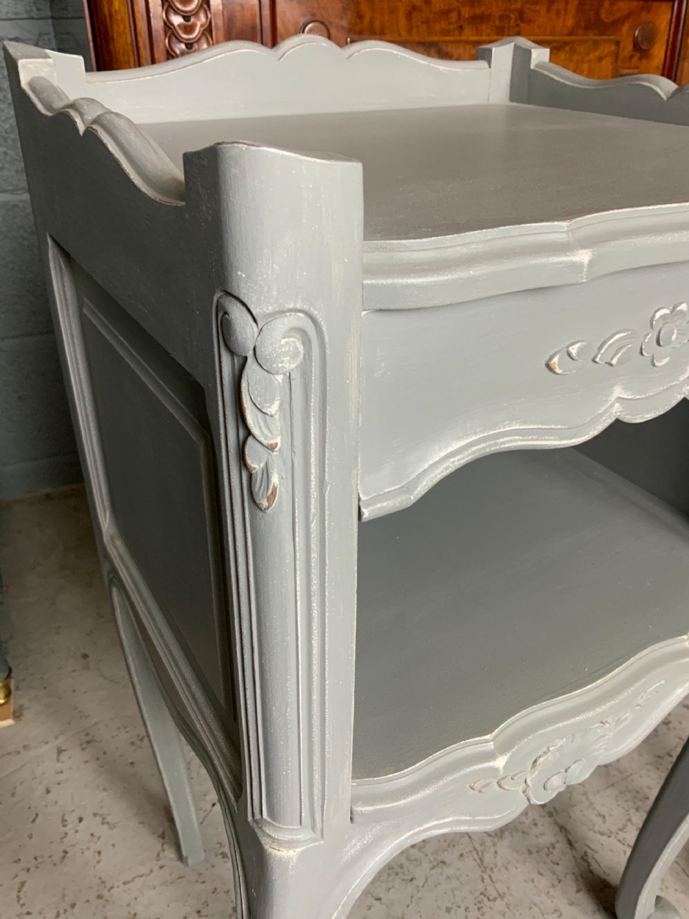 PAINTED PAIR OF FRENCH BEDSIDE CABINETS  View V