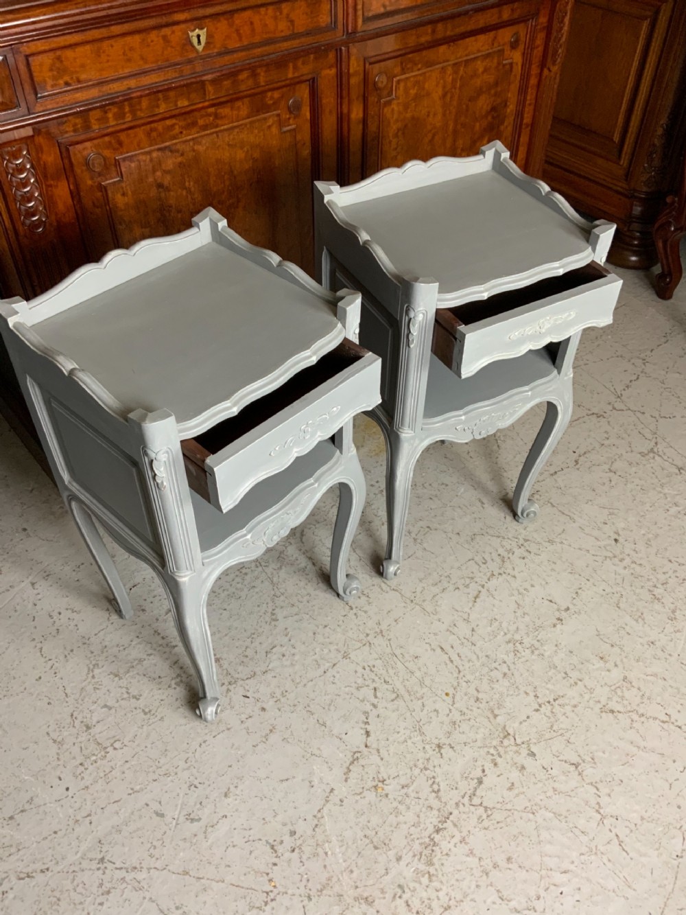 PAINTED PAIR OF FRENCH BEDSIDE CABINETS  View VIII