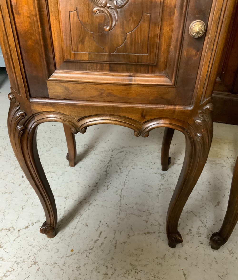 CARVED WALNUT PAIR OF FRENCH BEDSIDE CABINETS  View VI