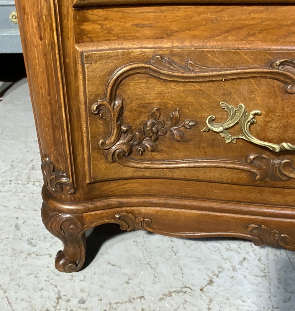 CARVED OAK FRENCH COMMODE CHEST OF DRAWERS  View X