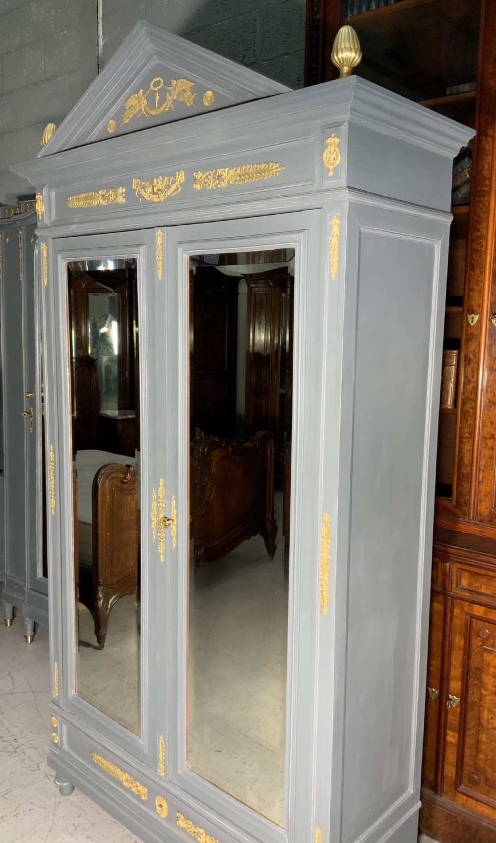 PAINTED FRENCH ARMOIRE WITH BRASS DETAILING  View IV