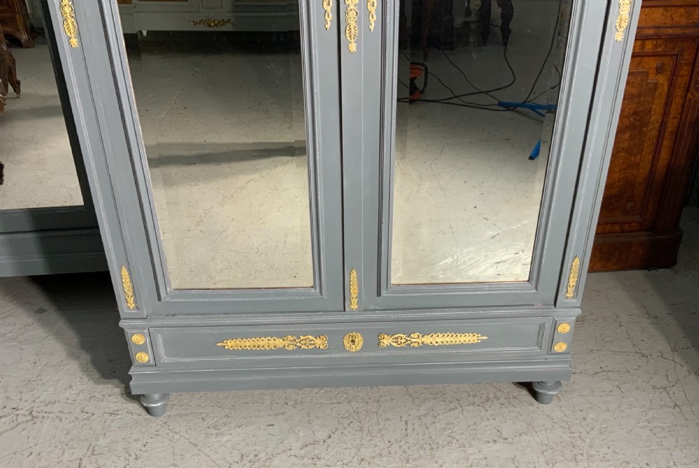 PAINTED FRENCH ARMOIRE WITH BRASS DETAILING  View V