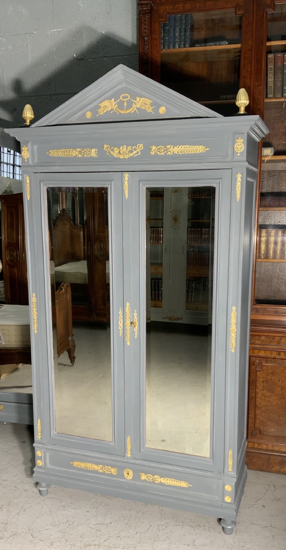 PAINTED FRENCH ARMOIRE WITH BRASS DETAILING  View VIII