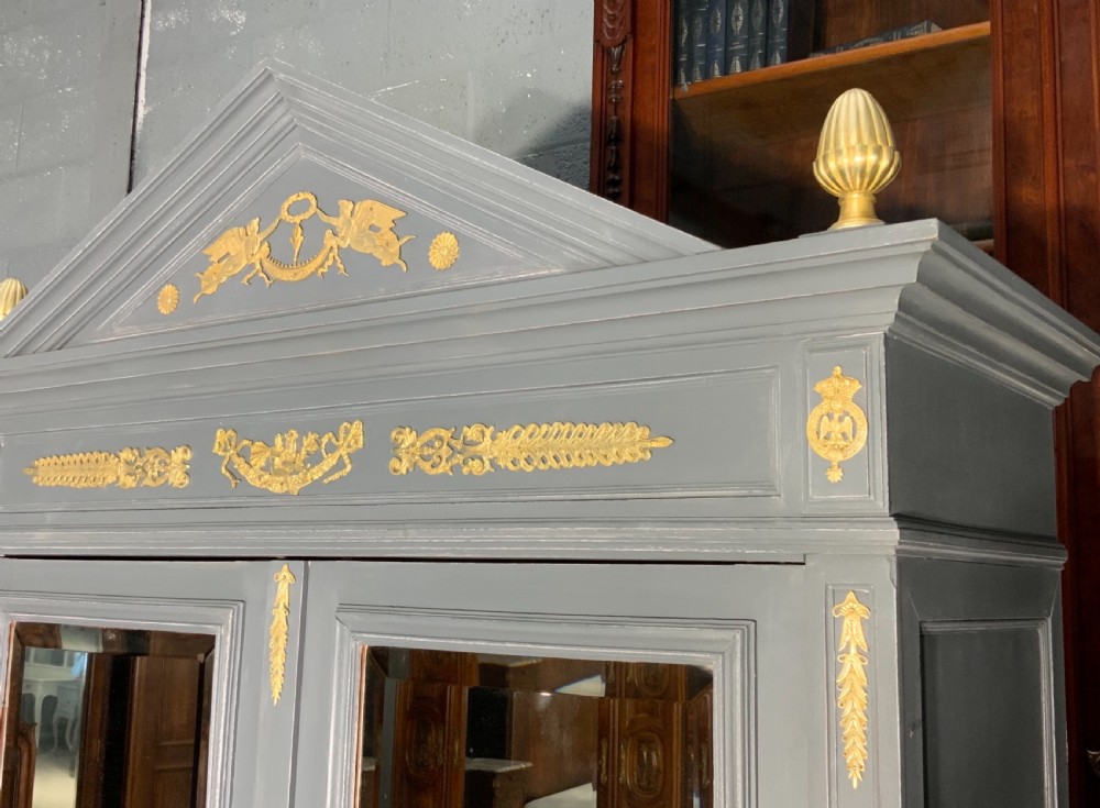 PAINTED FRENCH ARMOIRE WITH BRASS DETAILING  View X