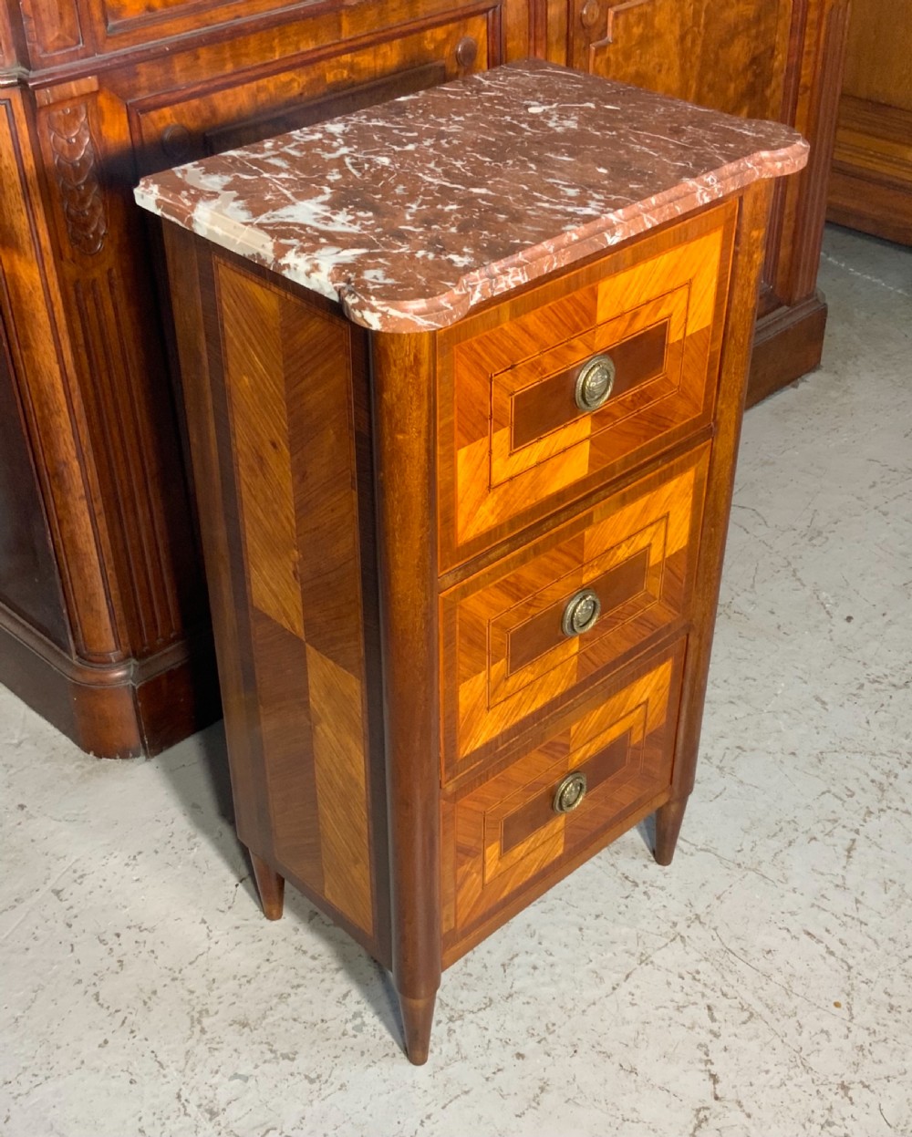 INLAND FRENCH MARBLE TOPPED CHEST OF DRAWERS  View II