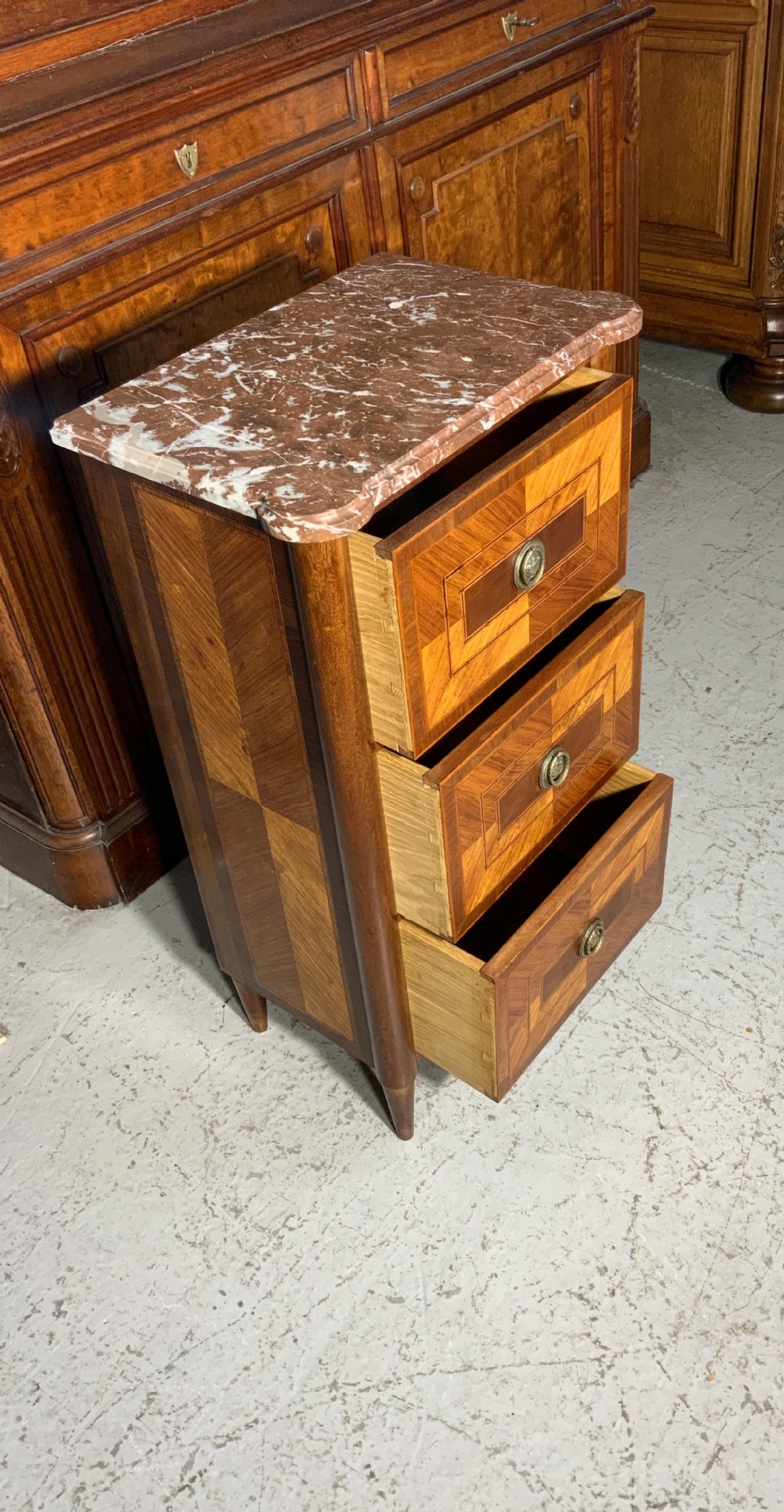 INLAND FRENCH MARBLE TOPPED CHEST OF DRAWERS  View III