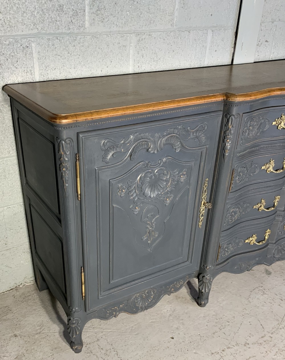 PAINTED FRENCH CARVED OAK SIDEBOARD  View III