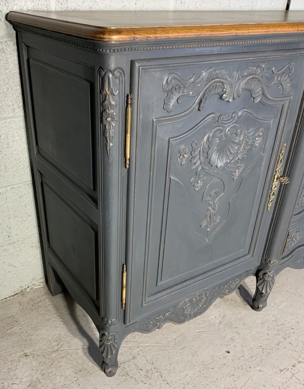 PAINTED FRENCH CARVED OAK SIDEBOARD  View IV