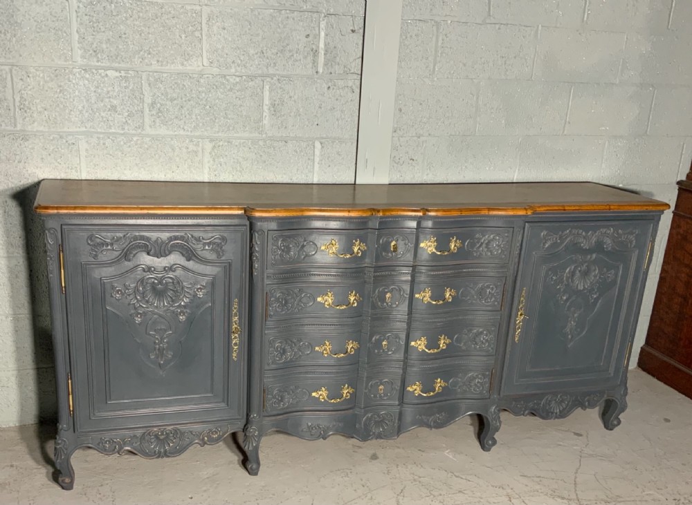 PAINTED FRENCH CARVED OAK SIDEBOARD 