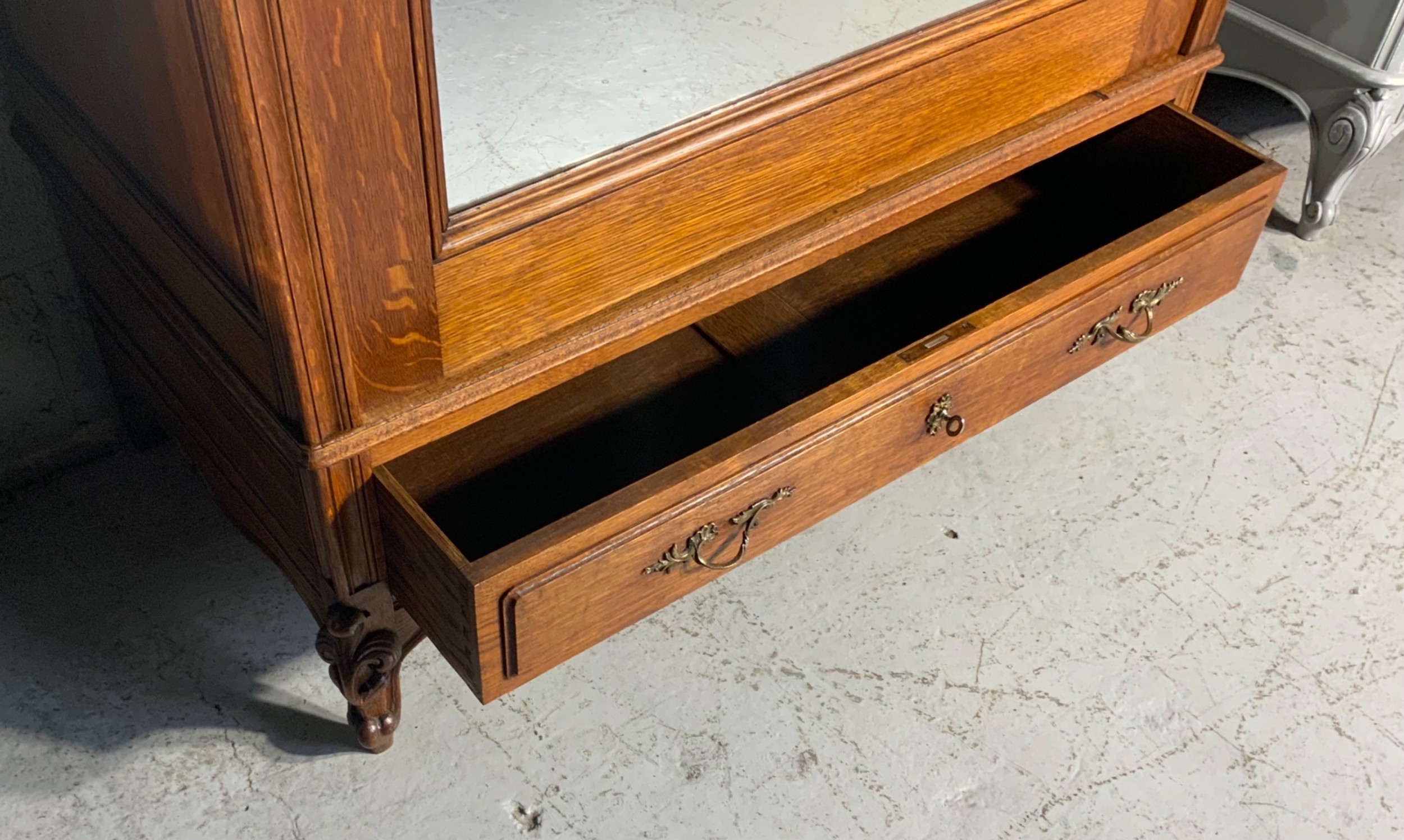 CARVED OAK FRENCH SINGLE ARMOIRE  View II