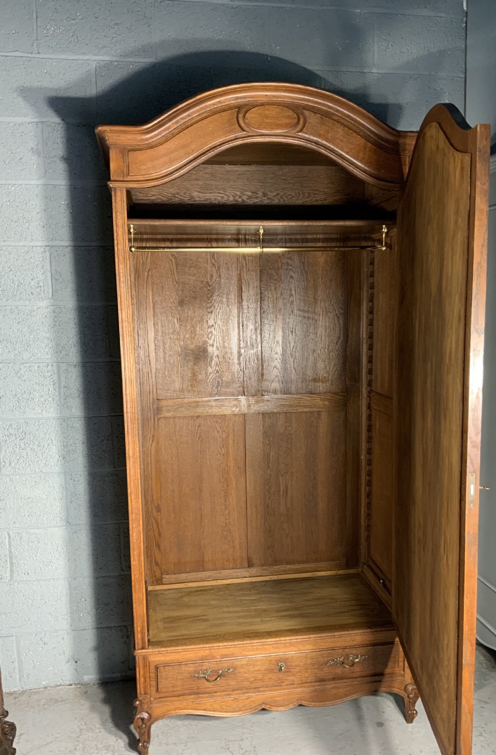 CARVED OAK FRENCH SINGLE ARMOIRE  View V