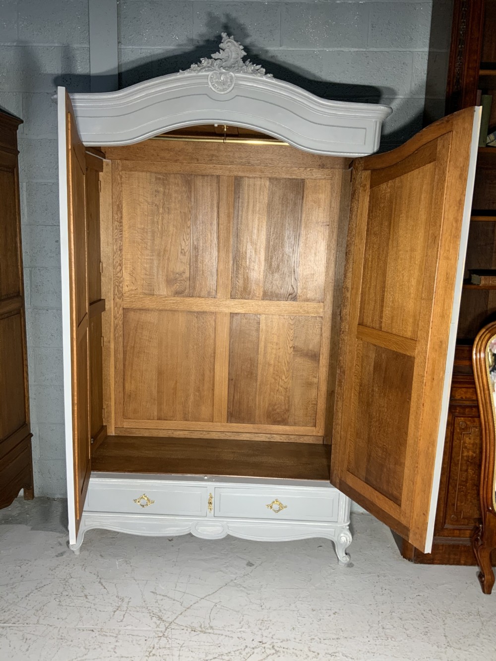 PAINTED FRENCH CARVED ARMOIRE  View X
