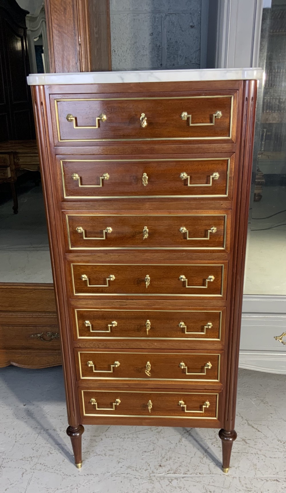 FRENCH MAHOGANY SEMANIER CHEST OF DRAWERS  View III