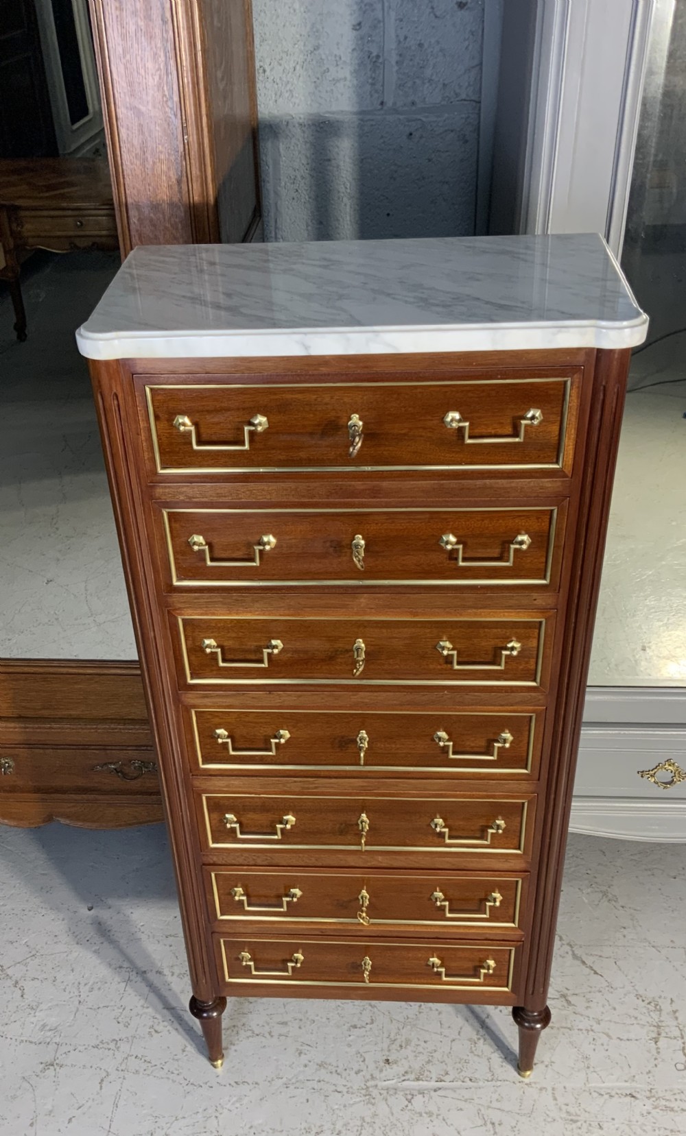 FRENCH MAHOGANY SEMANIER CHEST OF DRAWERS  View V