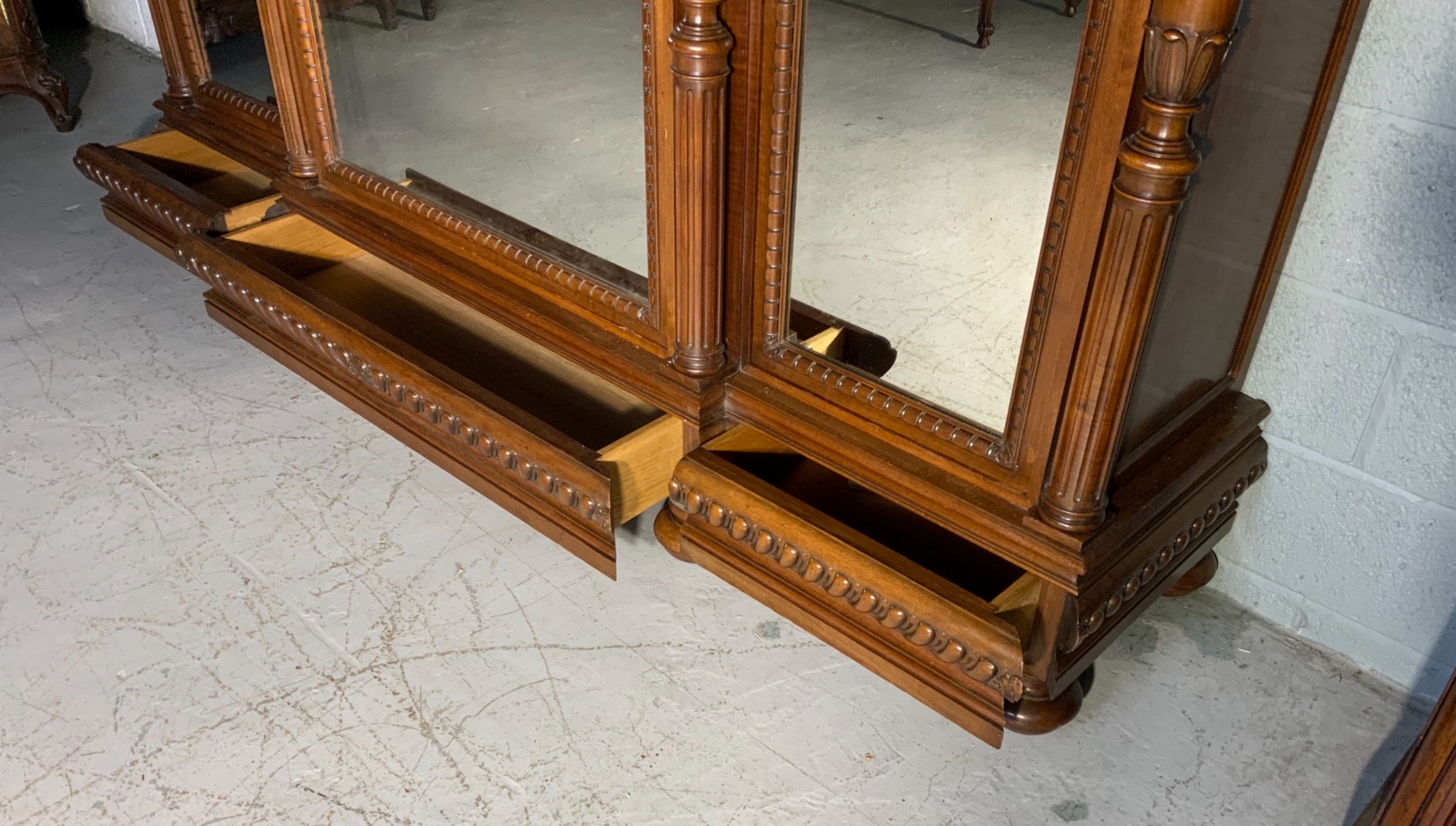IMPRESSIVE LARGE WALNUT BREAKFRONT ARMOIRE  View V