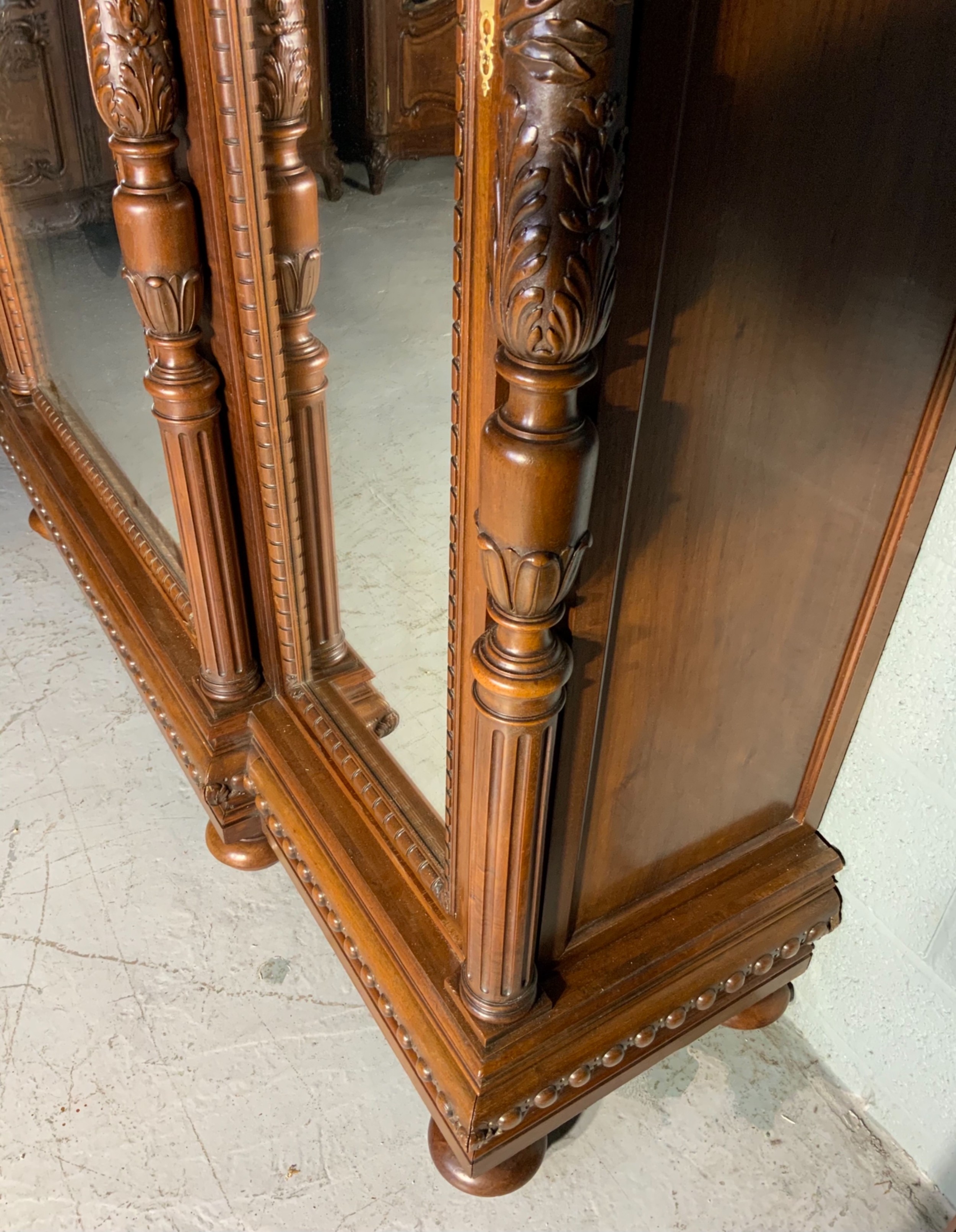 IMPRESSIVE LARGE WALNUT BREAKFRONT ARMOIRE  View IX