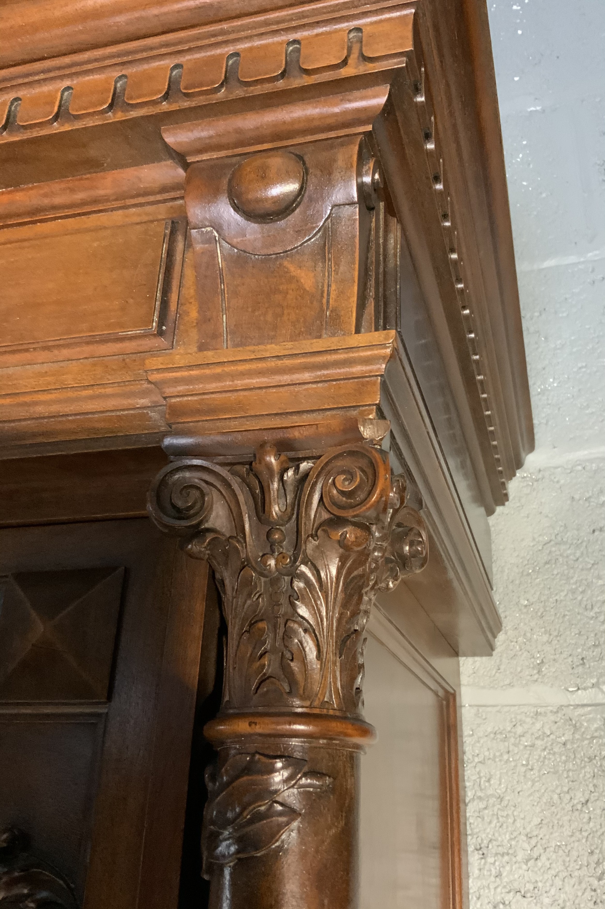 IMPRESSIVE LARGE WALNUT BREAKFRONT ARMOIRE  View XI