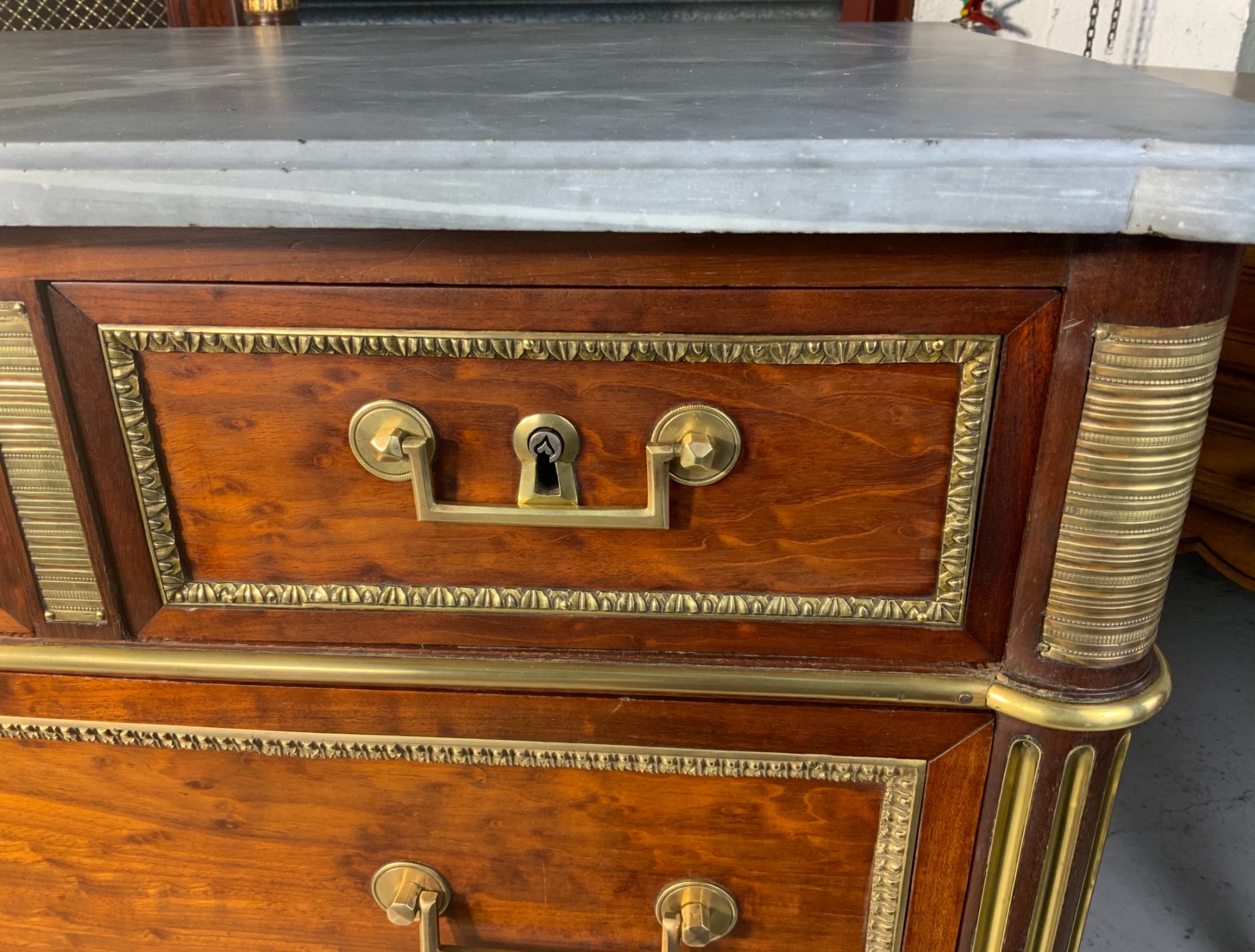 FRENCH MAHOGANY COMMODE WITH BRASS DETAILING  View IV