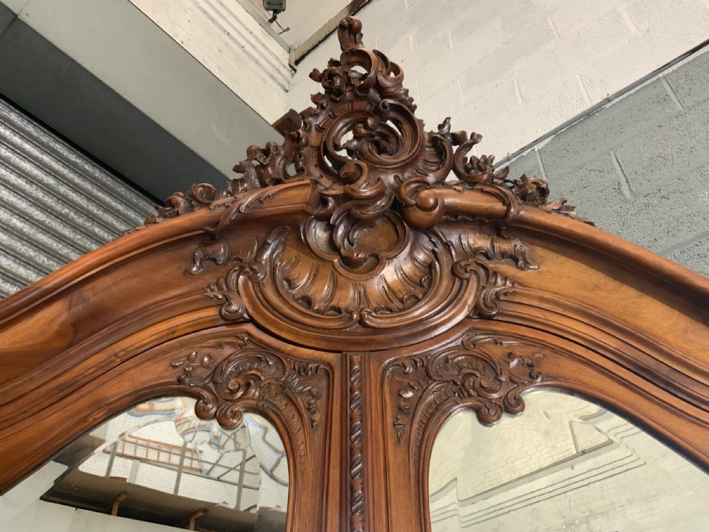 IMPRESSIVE CARVED WALNUT FRENCH ARMOIRE View II