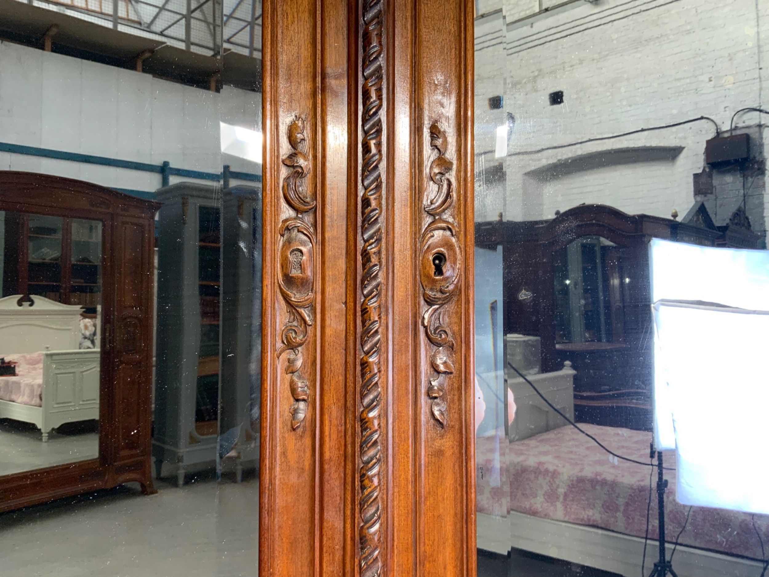 IMPRESSIVE CARVED WALNUT FRENCH ARMOIRE View V