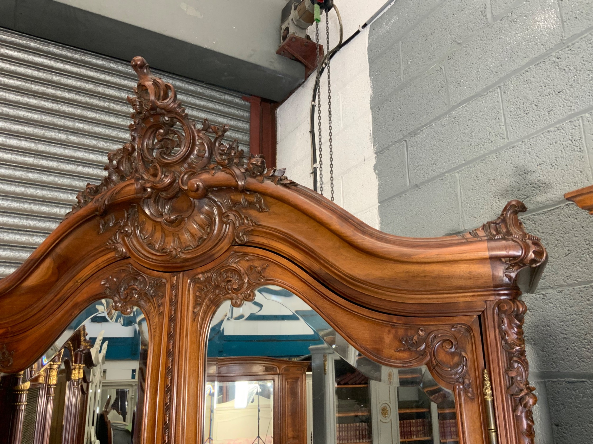 IMPRESSIVE CARVED WALNUT FRENCH ARMOIRE View XII