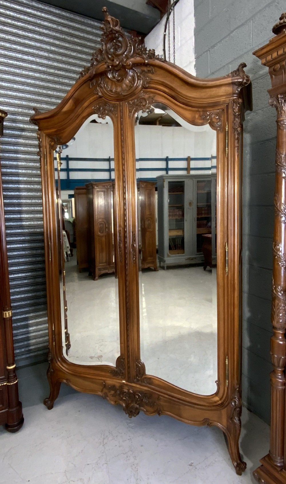 IMPRESSIVE CARVED WALNUT FRENCH ARMOIRE View XIII