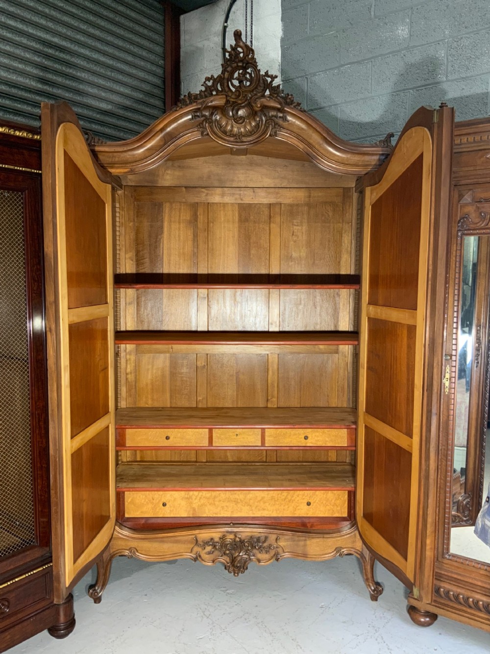 IMPRESSIVE CARVED WALNUT FRENCH ARMOIRE View IV