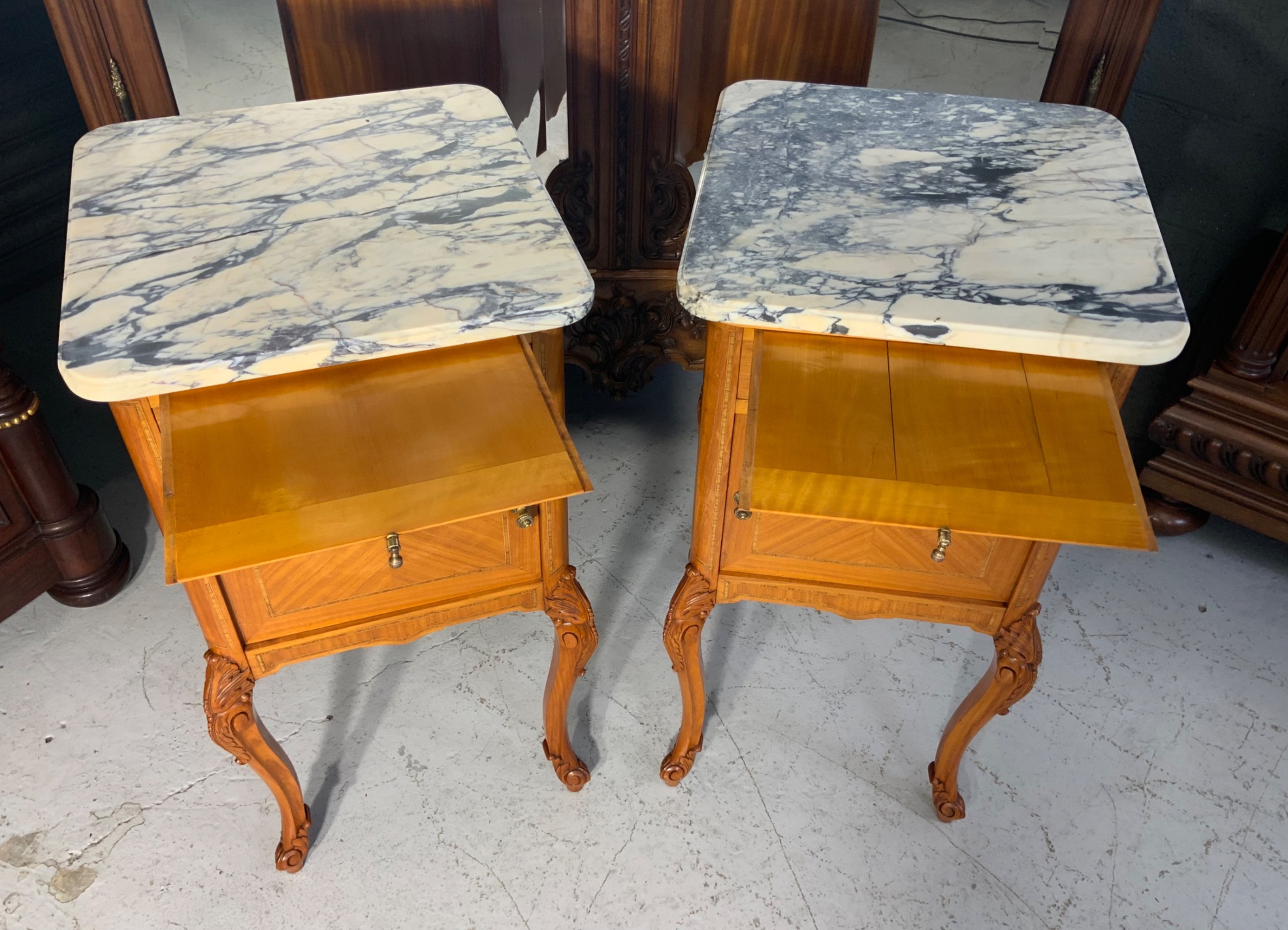 PAIR OF FRENCH SATINWOOD BEDSIDE CABINETS  View III