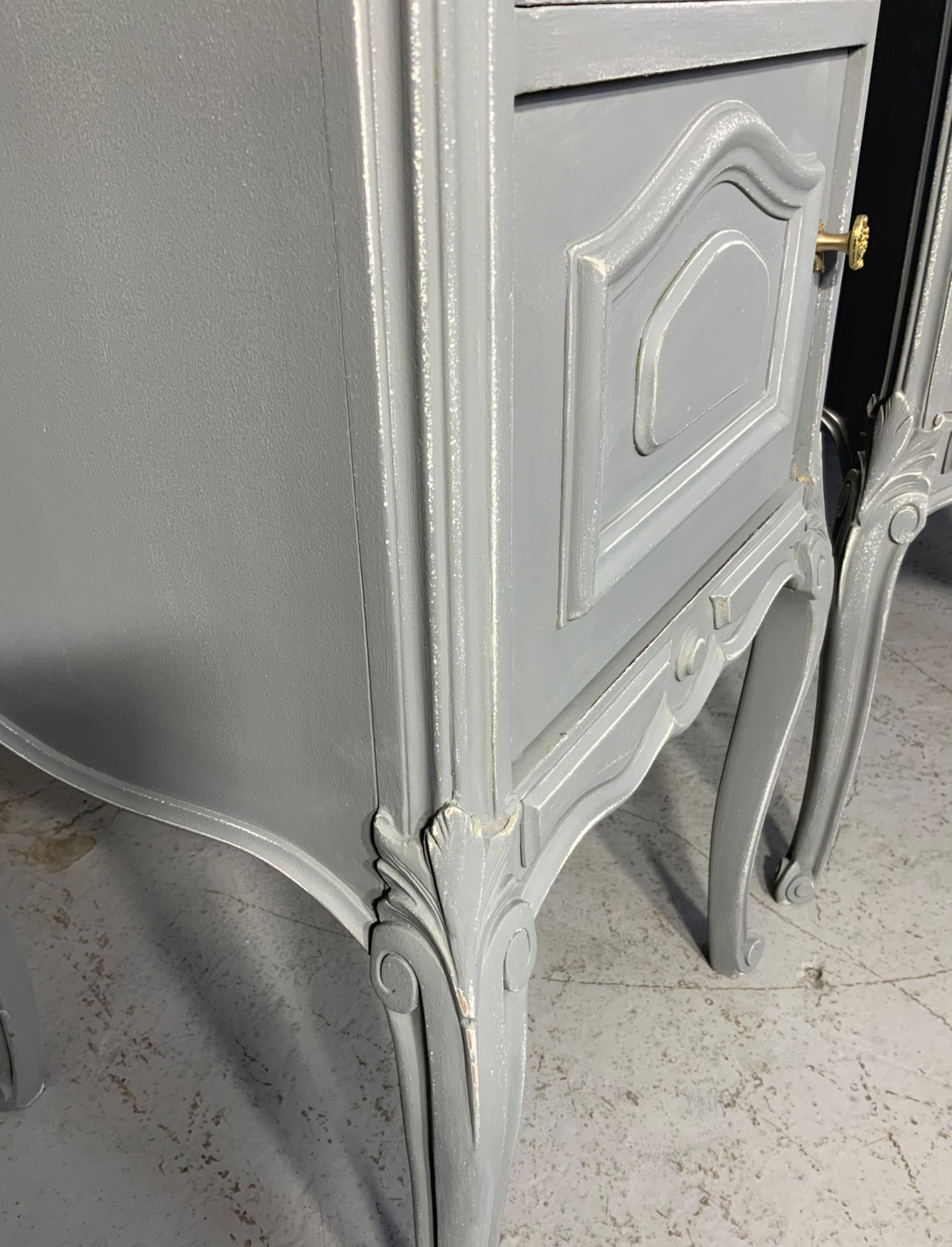 PAIR OF FRENCH PAINTED BEDSIDE CABINETS  View II