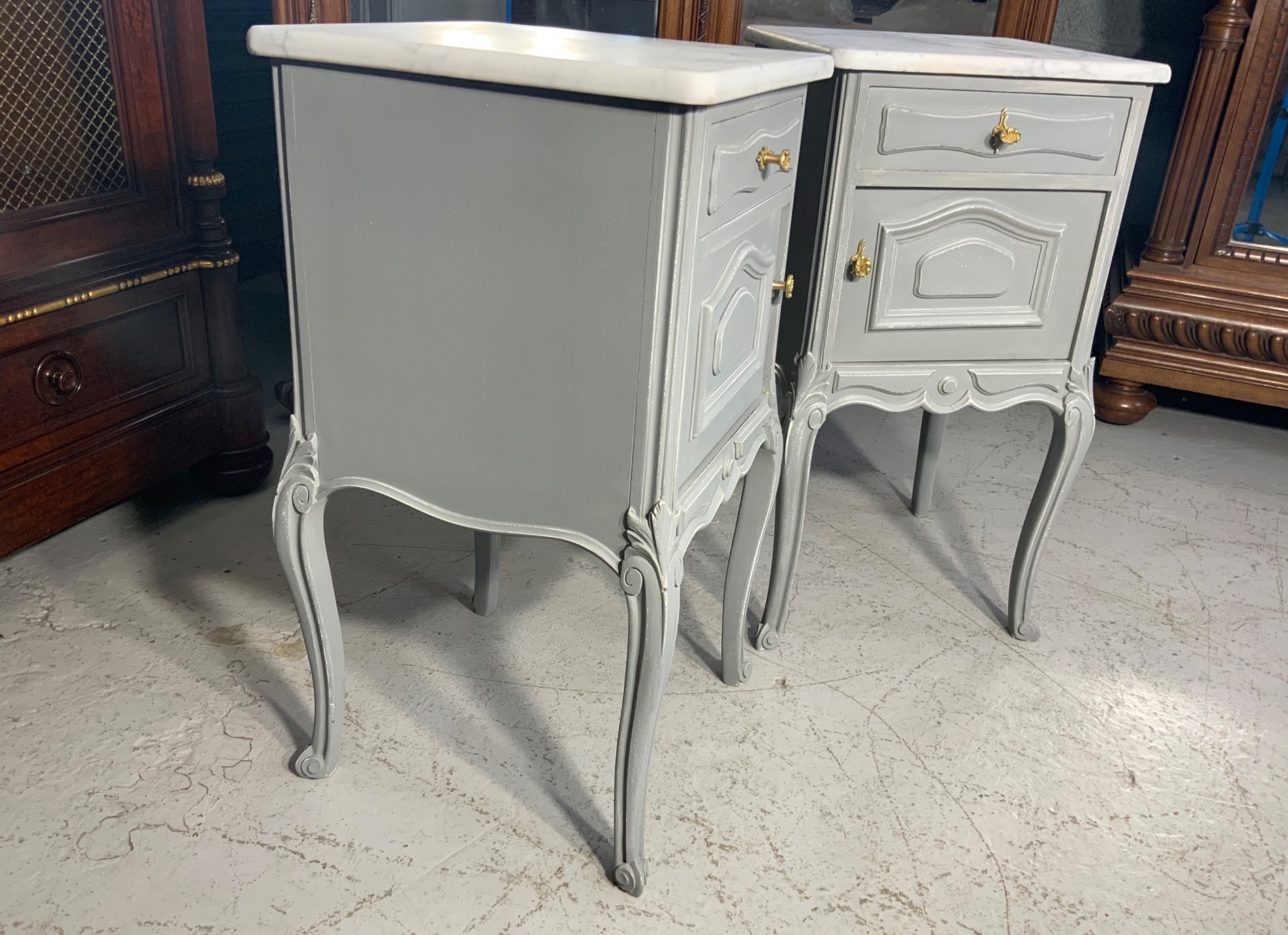 PAIR OF FRENCH PAINTED BEDSIDE CABINETS  View IV