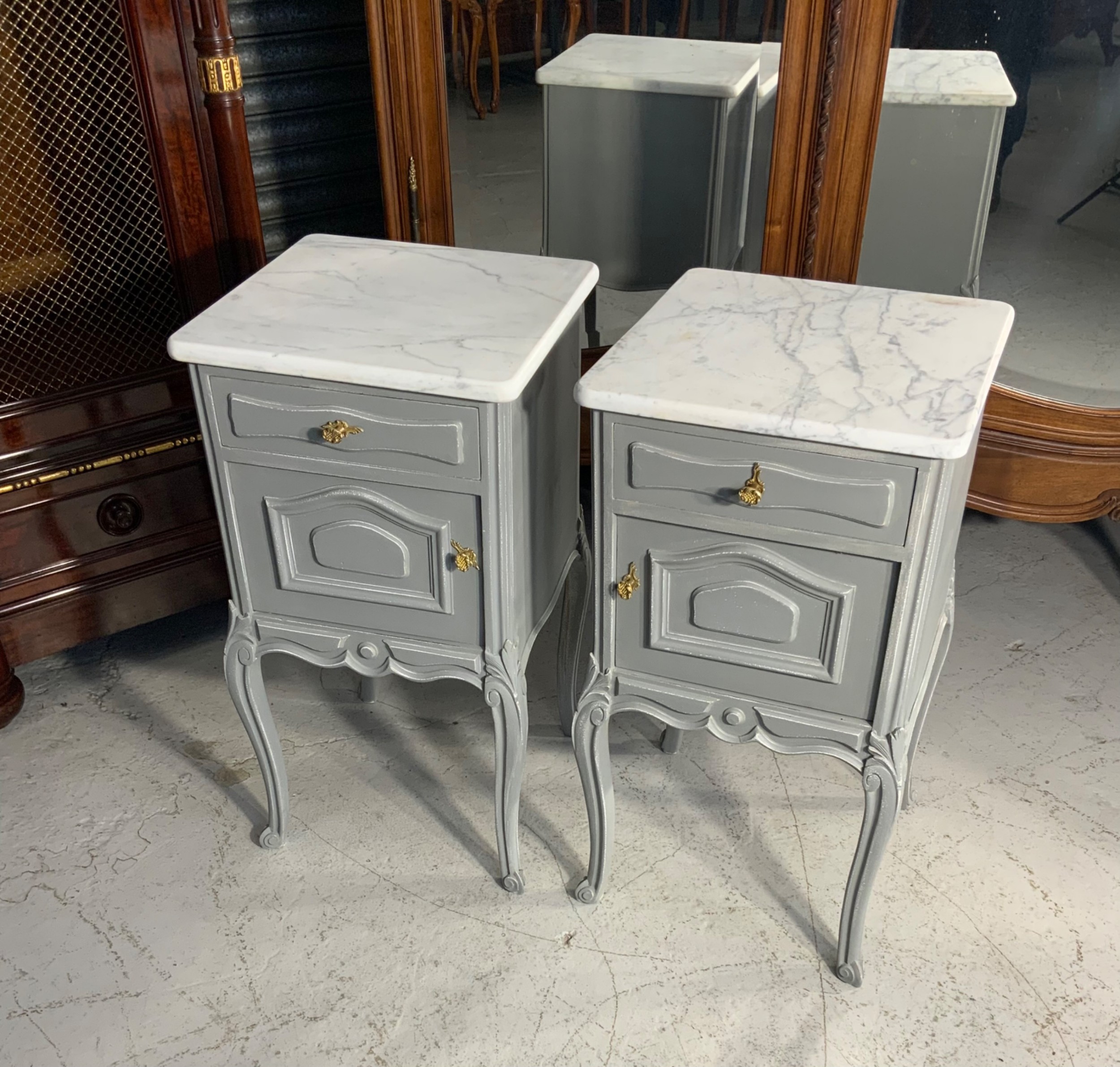 PAIR OF FRENCH PAINTED BEDSIDE CABINETS  View VI
