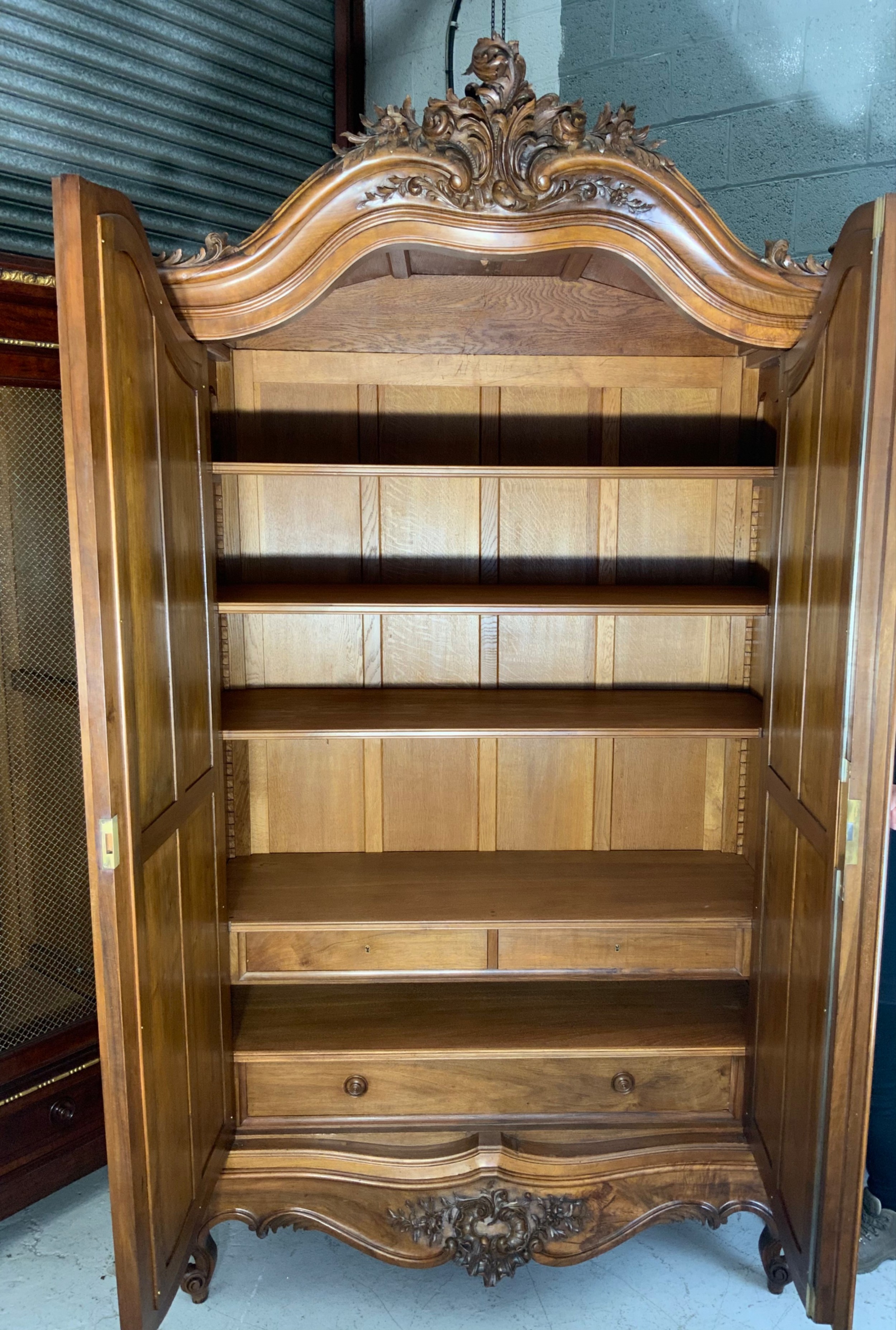 LARGE CARVED WALNUT FRENCH ARMOIRE  View IV