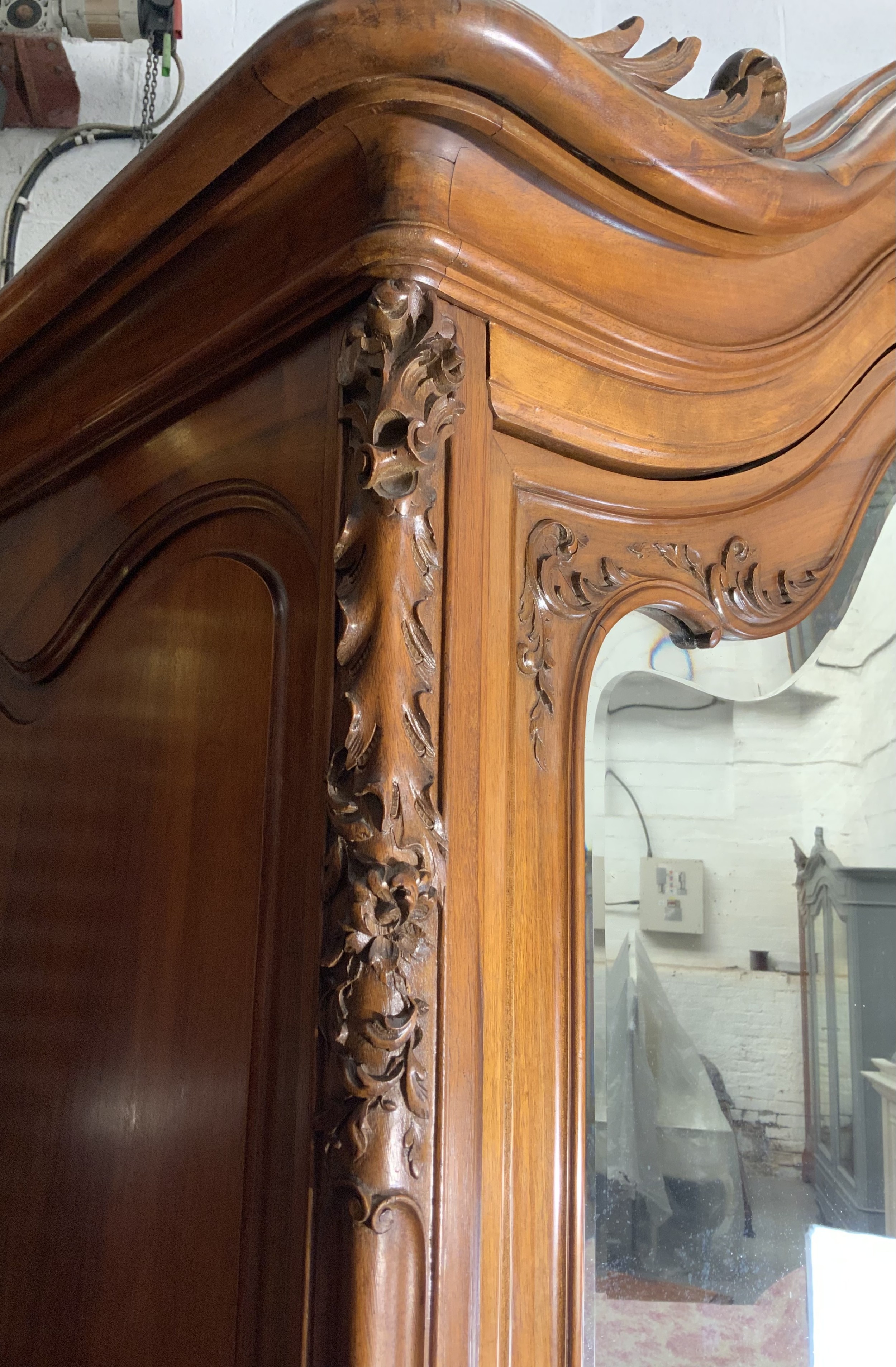 LARGE CARVED WALNUT FRENCH ARMOIRE  View V