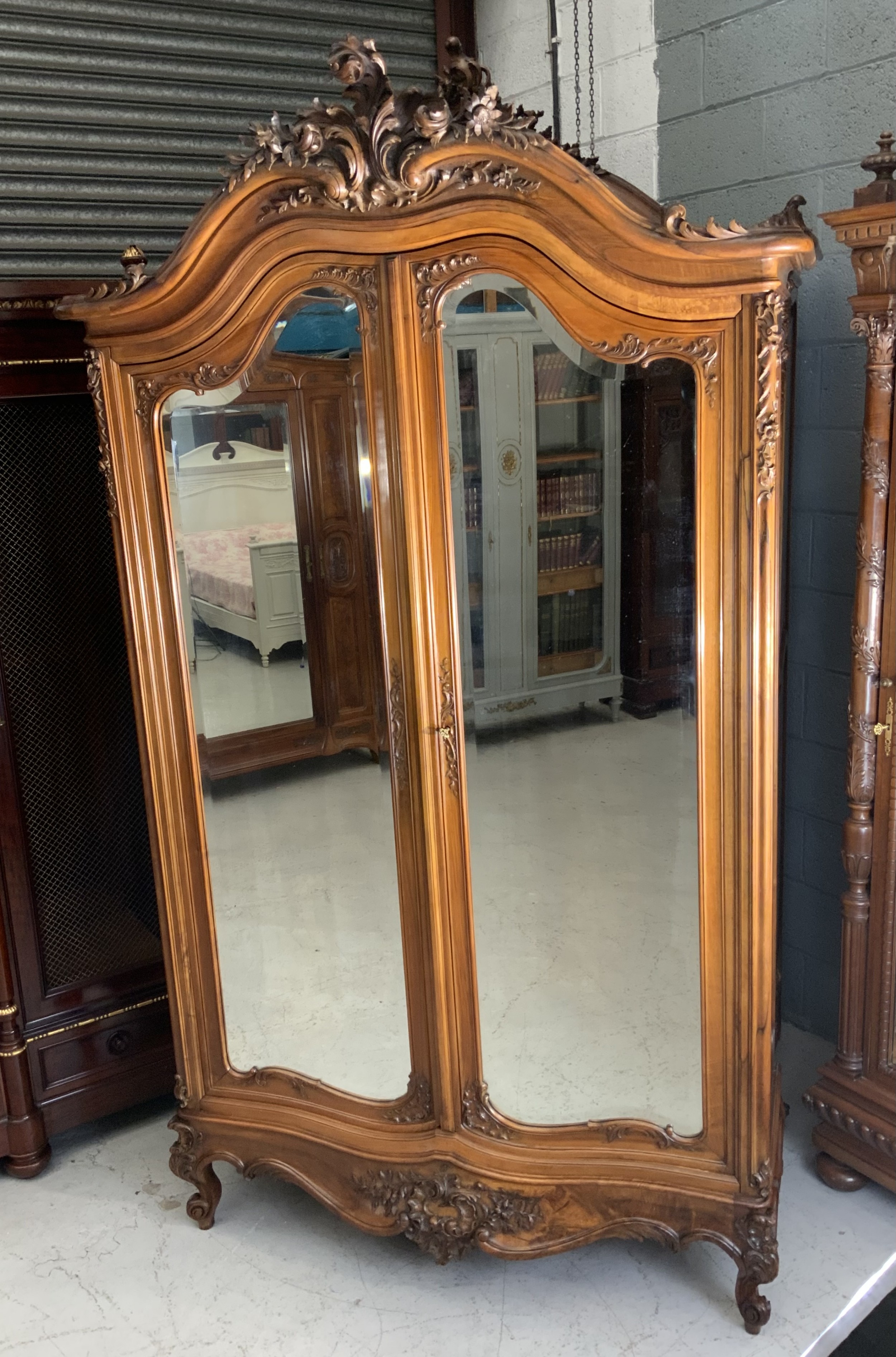 LARGE CARVED WALNUT FRENCH ARMOIRE  View IX