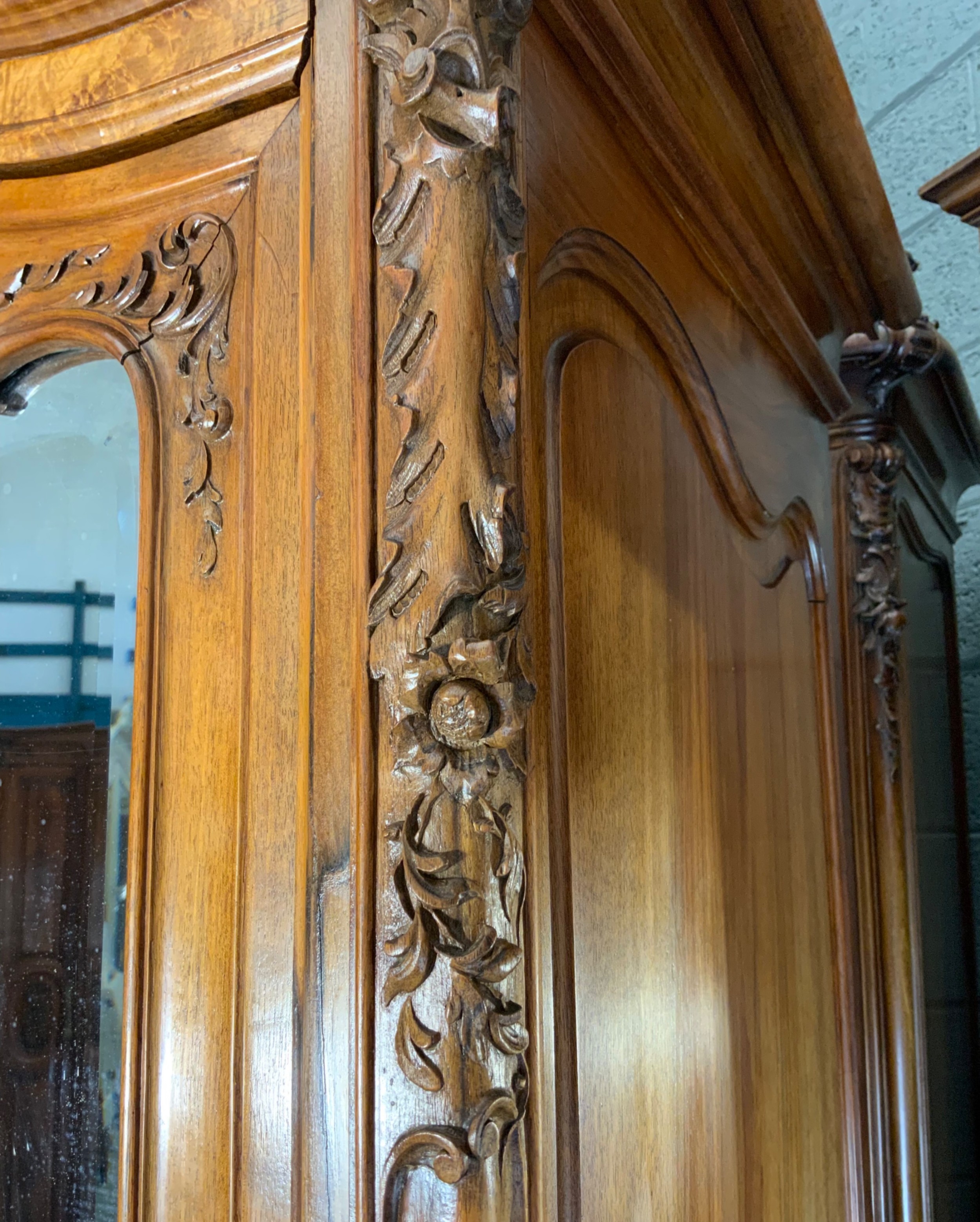 LARGE CARVED WALNUT FRENCH ARMOIRE  View XII