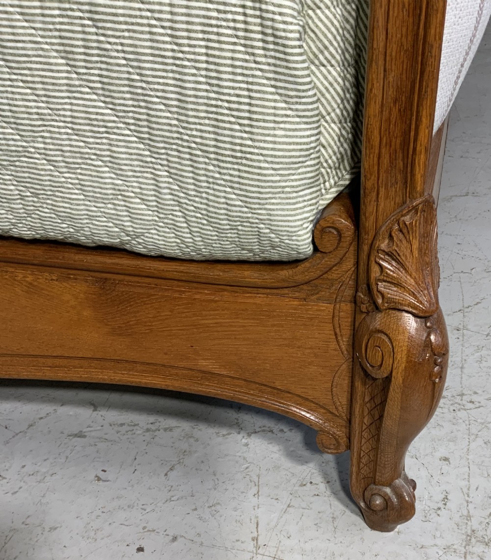 CARVED OAK UPHOLSTERED KINGSIZE BED View VI