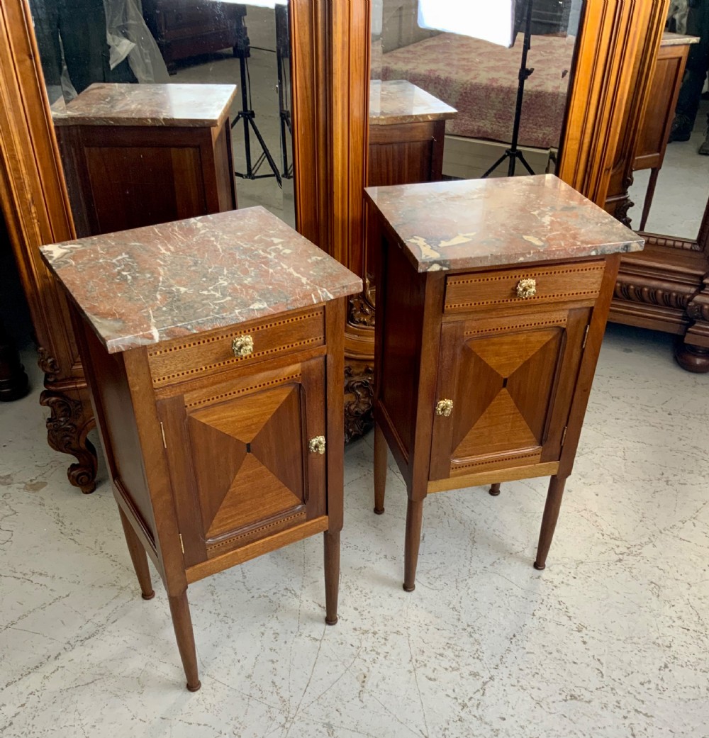 PAIR OF FRENCH MAHOGANY ART DECO BEDSIDE CABINETS 