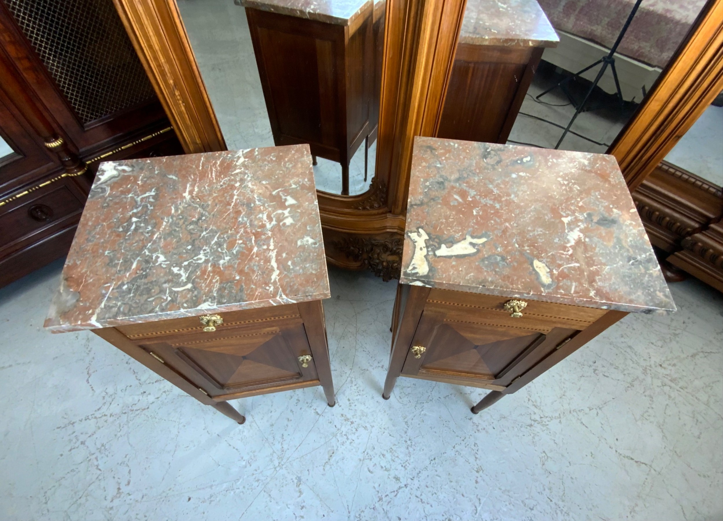 PAIR OF FRENCH MAHOGANY ART DECO BEDSIDE CABINETS  View III