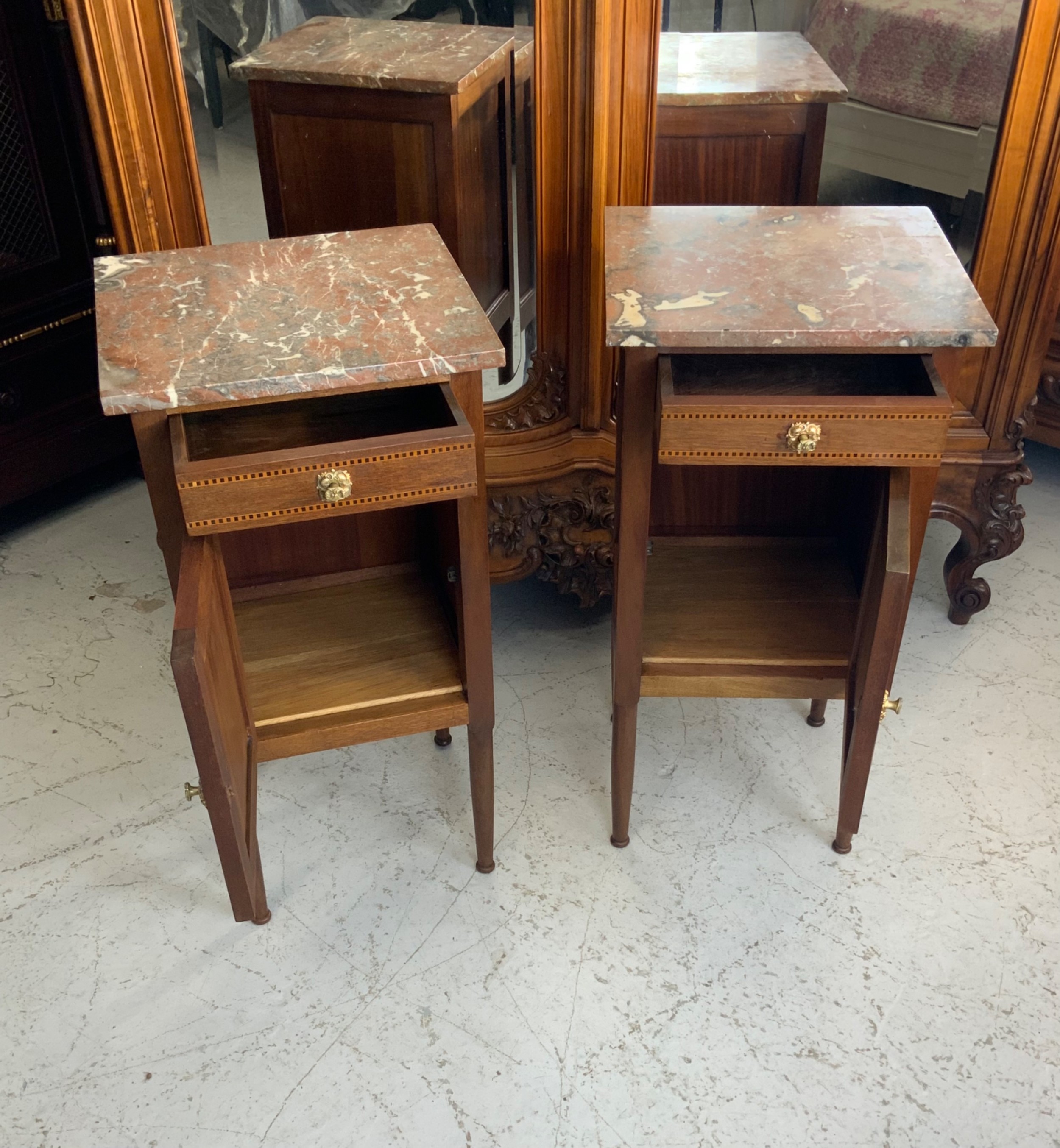PAIR OF FRENCH MAHOGANY ART DECO BEDSIDE CABINETS  View IV