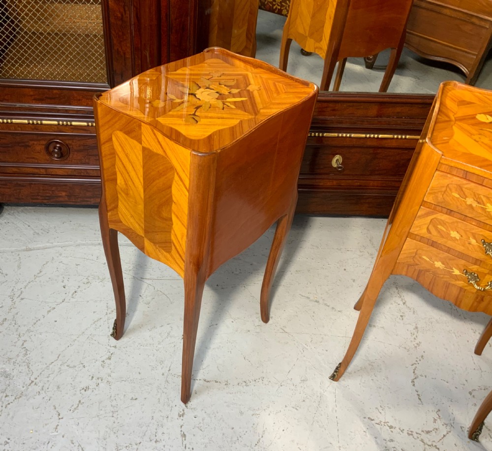 PAIR OF FRENCH MARQUETRY BEDSIDE CABINETS  View III