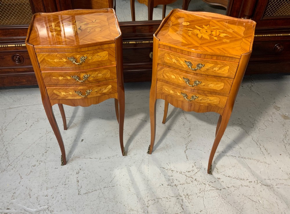 PAIR OF FRENCH MARQUETRY BEDSIDE CABINETS  View VI