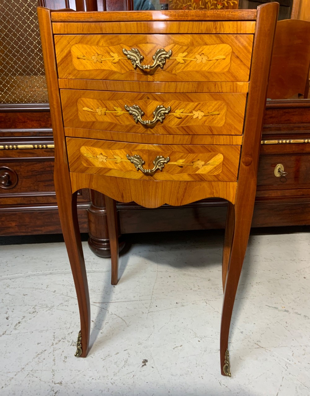 PAIR OF FRENCH MARQUETRY BEDSIDE CABINETS  View VIII