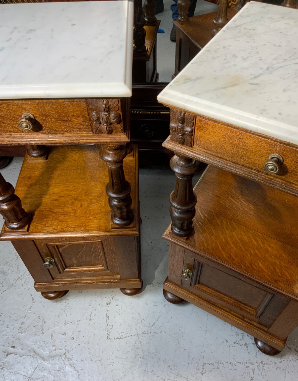 TWO OAK FRENCH BEDSIDE CABINETS  View III